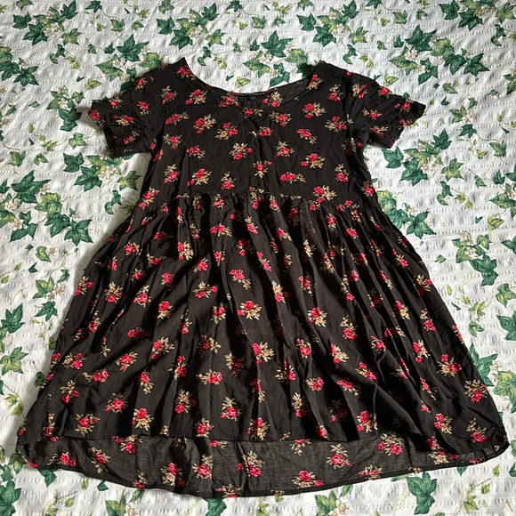 BRANDY MELVILLE Black Rose Print Babydoll Dress - FLAWED - Picture 2 of 6